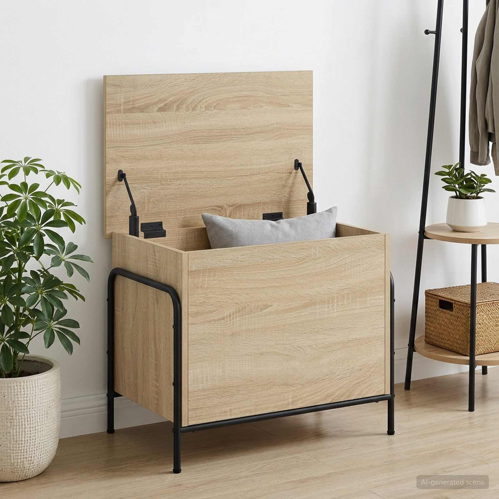 Opbevaringskasse 80 x 40 x 49,5 cm Konstrueret træ Sonoma-eg, 40,5 x 40 x 49,5 cm