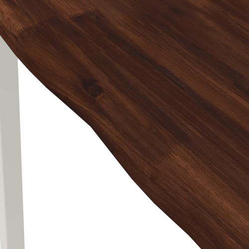 Spisebord med live edge 80 x 80 cm - mørkebrun/hvid