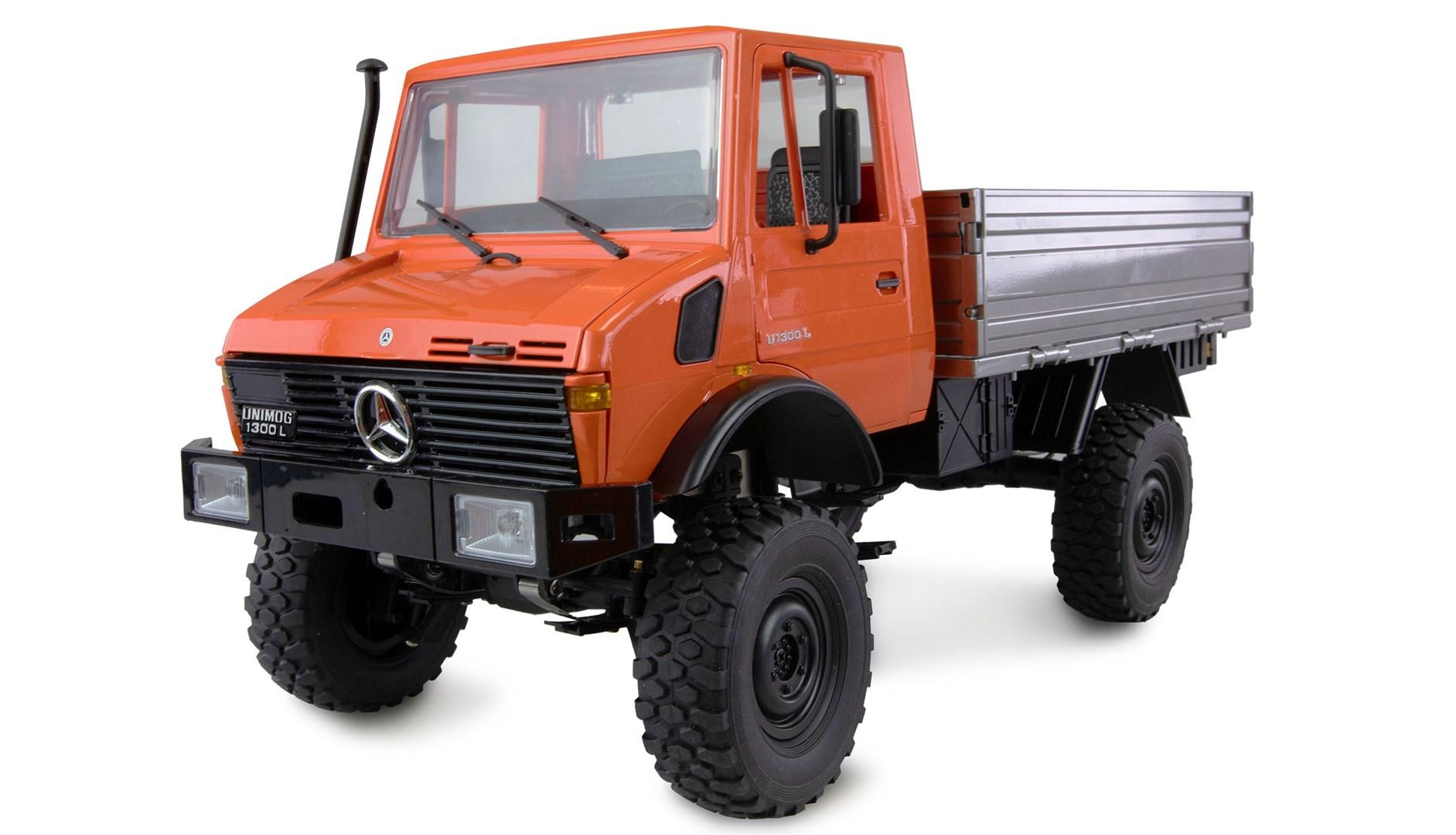 Amewi Mercedes-Benz Unimog RC terrængående lastbil 1:12 med elmotor, 4 kanaler, orange