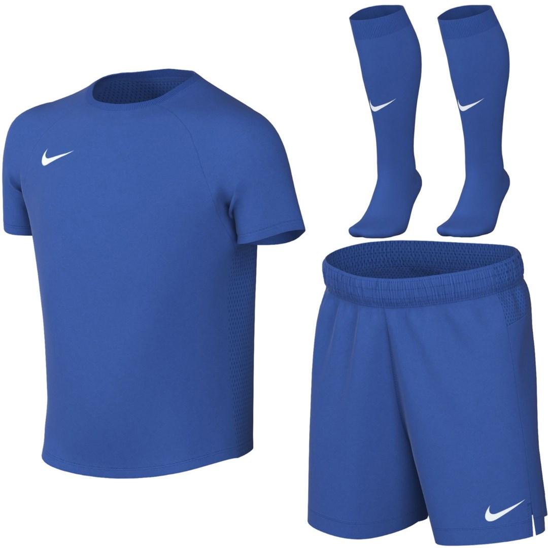 Nike Dri-Fit Park VIII sportsæt til små børn med T-shirt, shorts og strømper - blå, str. M