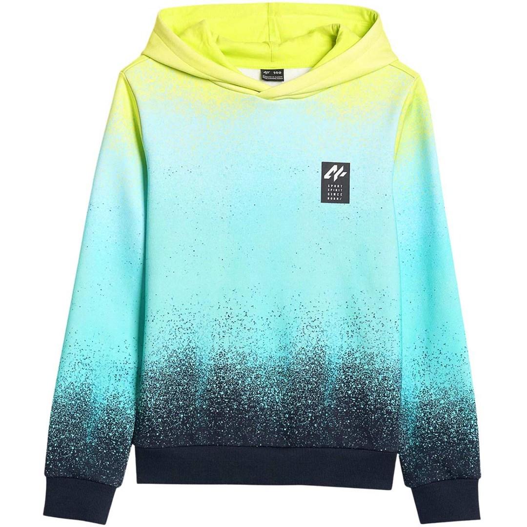 4F hoodie til drenge M3184 multicolor 158 cm - sweatshirt med hætte i farvegradient