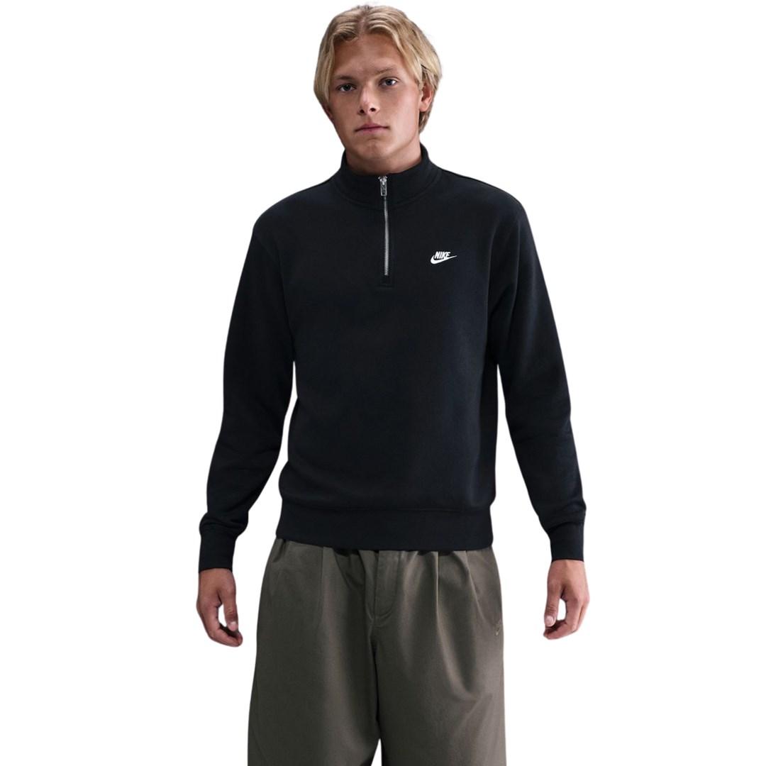 Nike Sportswear Club herresweatshirt med kort lynlås - sort, str. M, model FN3864-010