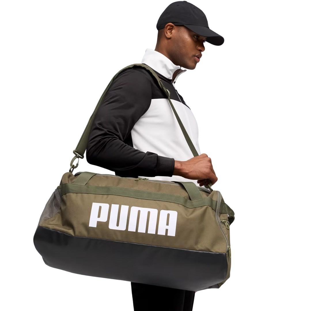 Puma Challenger medium sportsbag - khaki træningstaske med skulderrem og bærehanke