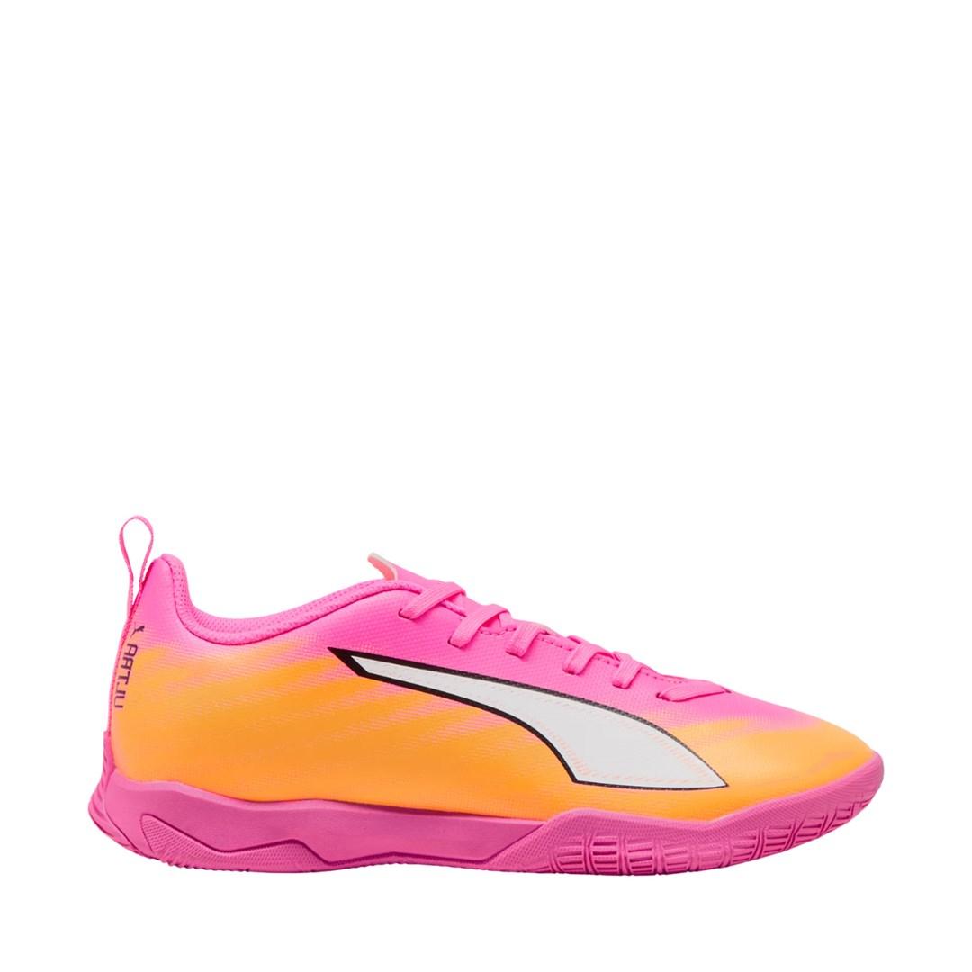 Puma Ultra 6 Play IT fodboldstøvler til børn, pink/orange/hvid, str. 34