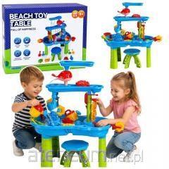 Lean Toys Vandens žaidimu stalas su keliu lygiu vandens trasa ir kedute, 61 × 63 cm