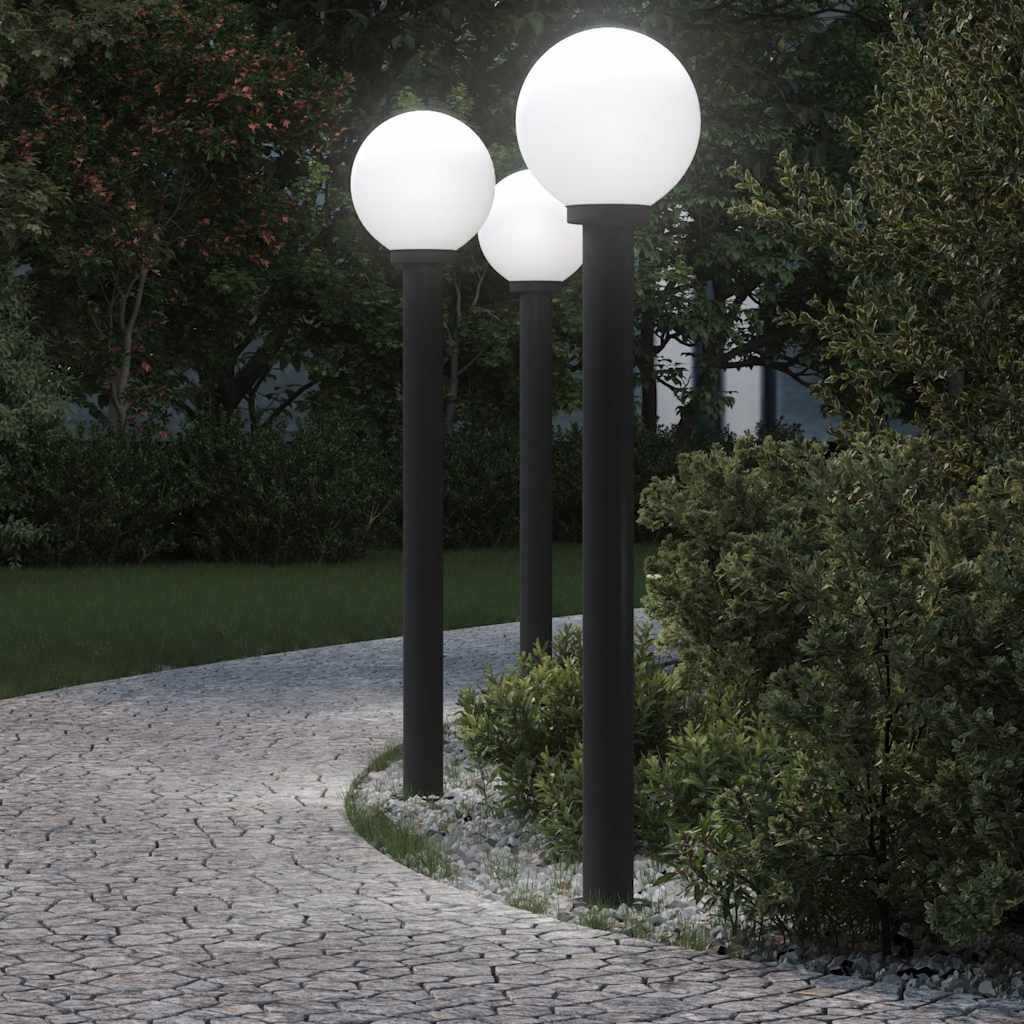 Pullertlamper 3 stk. 120 cm sort IP44 med E27-fatning