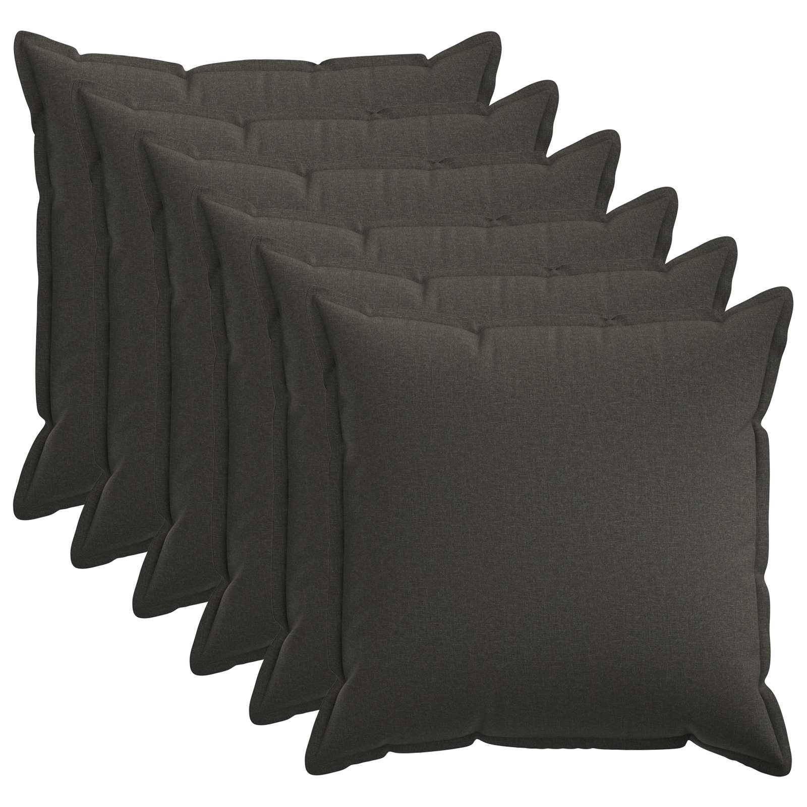 Pudebetræk HOUTEN mørkegrå 65 x 65 cm faux linned - 6 stk.
