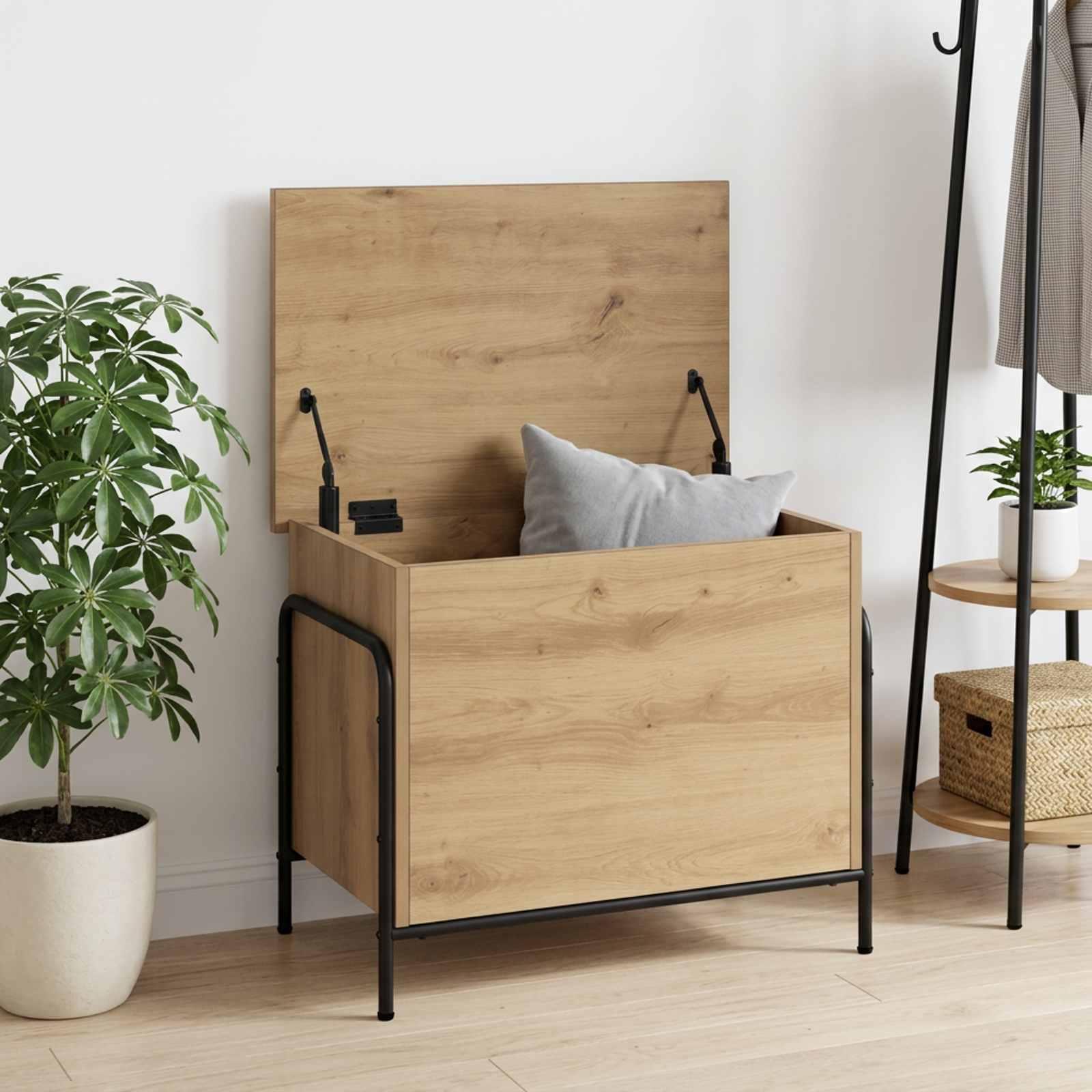 vidaXL Opbevaringskasse Artisan-eg 80 x 40 x 49,5 cm Konstrueret træ