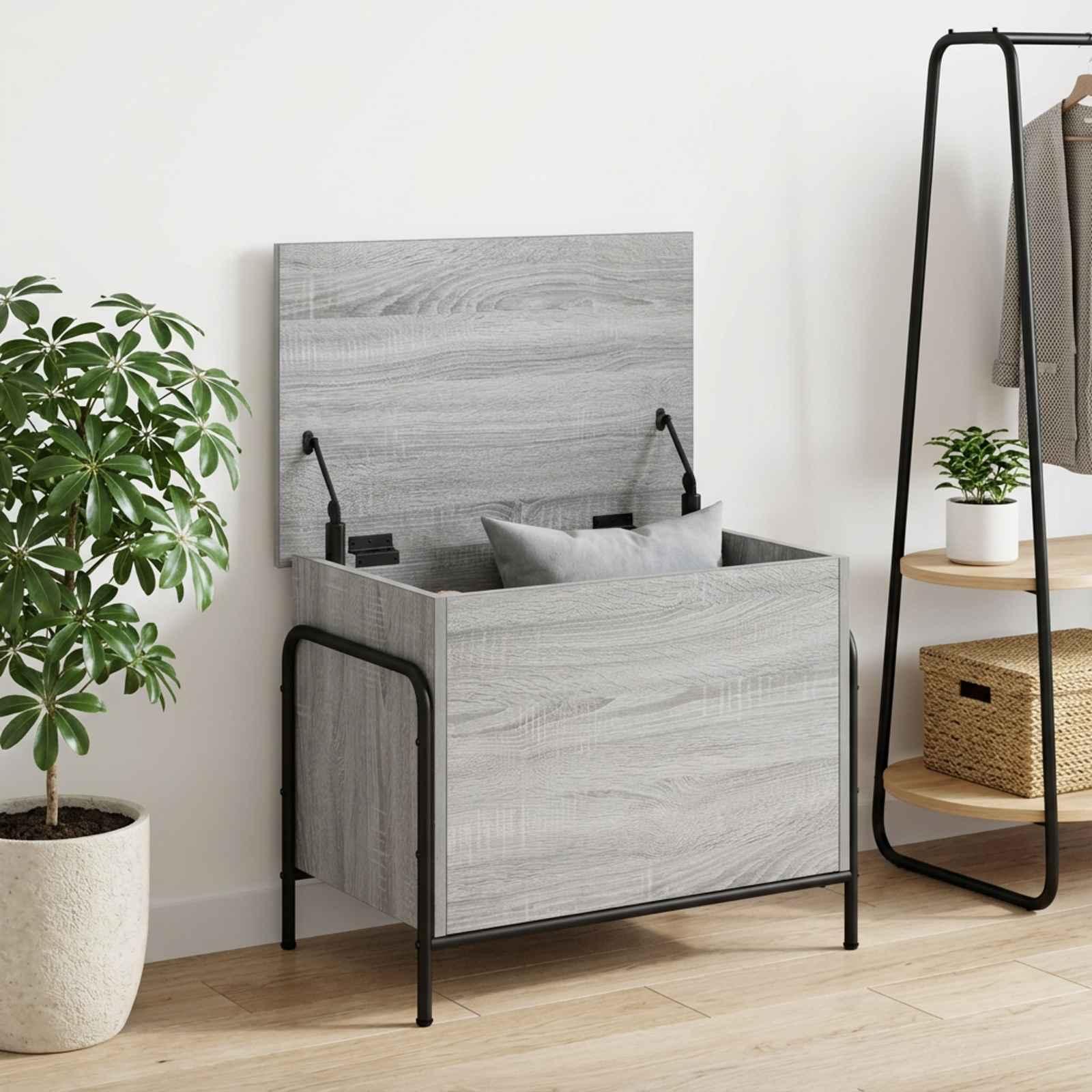 vidaXL Opbevaringskasse Grå Sonoma 80 x 40 x 49,5 cm Konstrueret træ