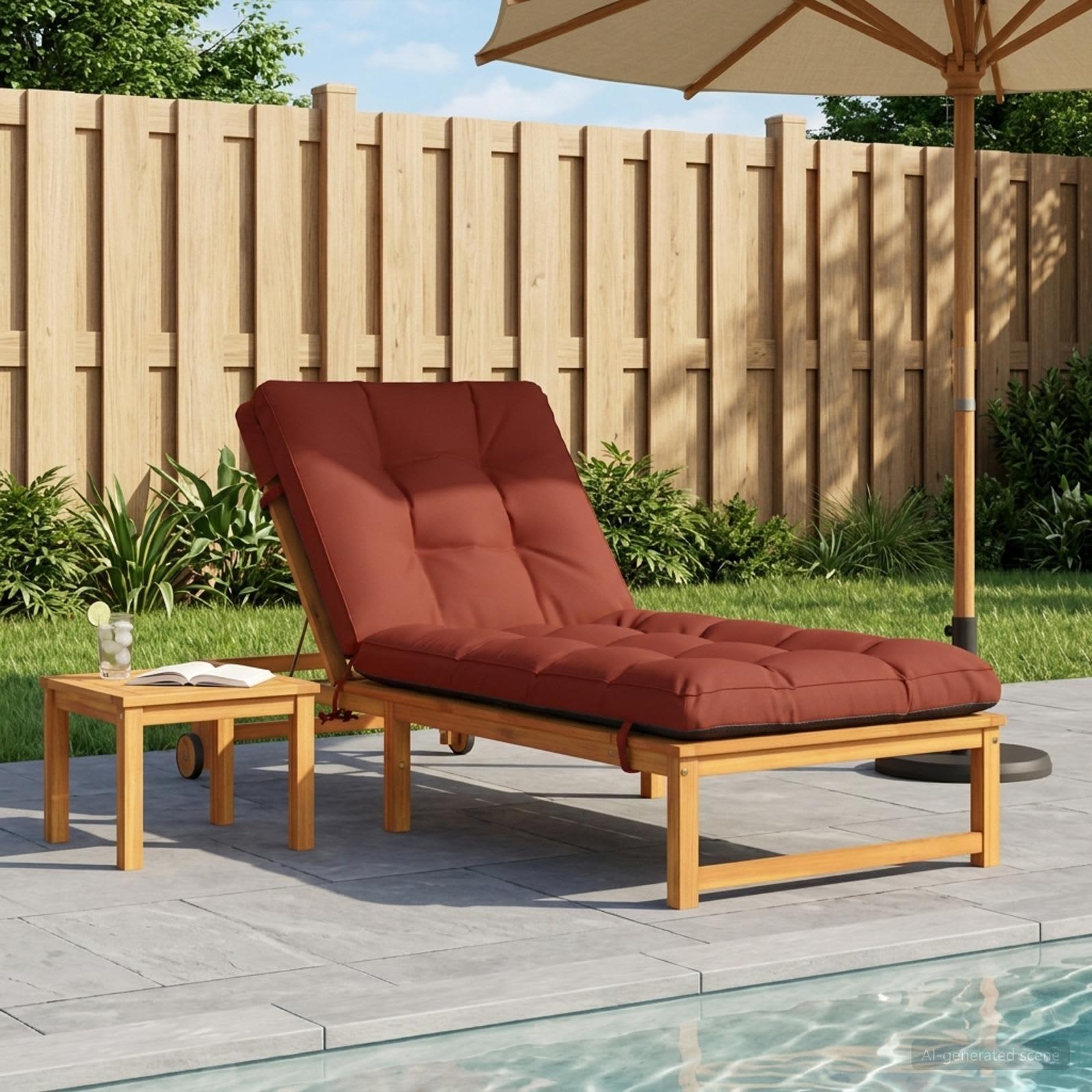 vidaXL Solseng Pude VIANEN 100% polyester Rød 200 x 70 x 8 cm