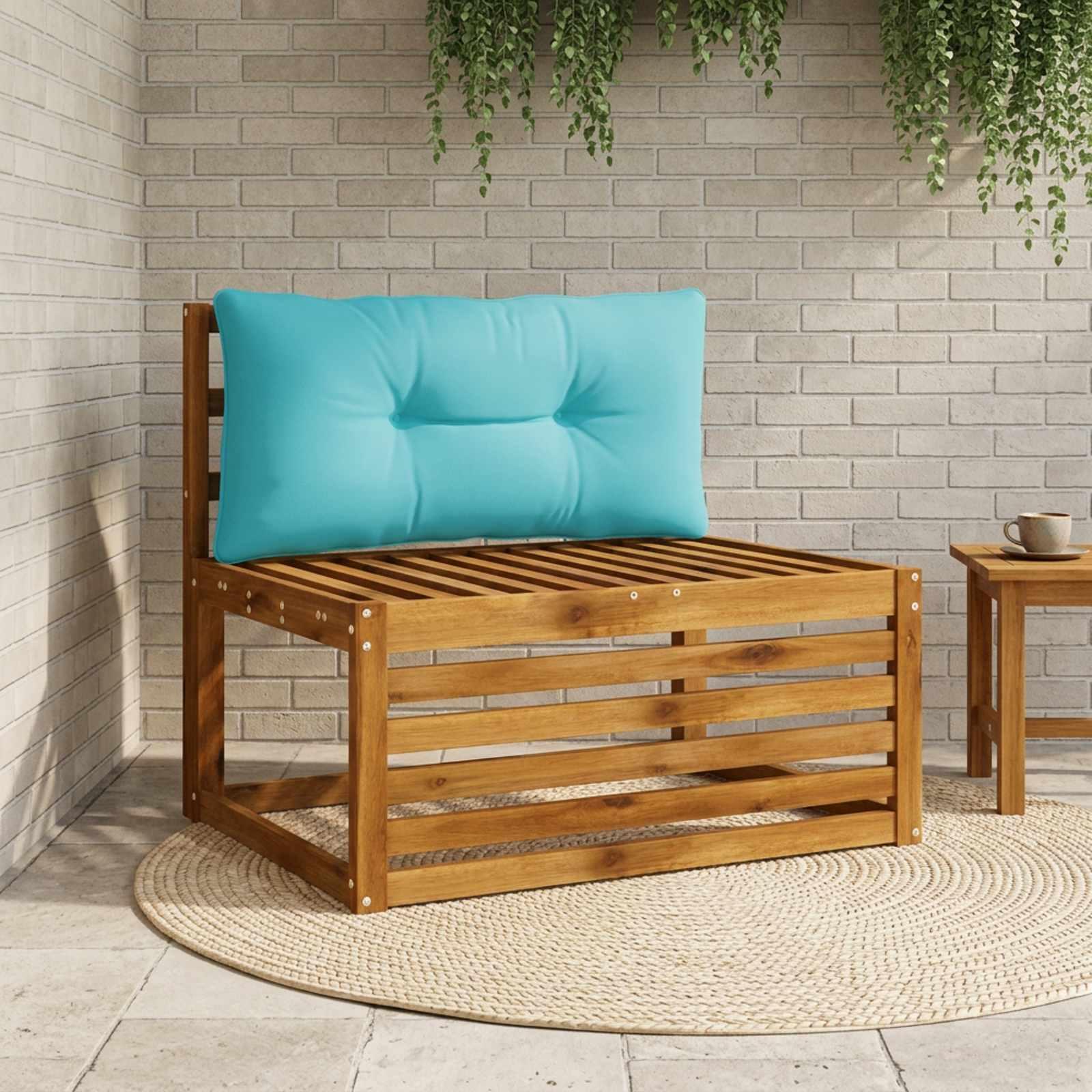Rygpude PUTTEN i polyester til stol eller bænk, turkis 70 x 40 x 10 cm