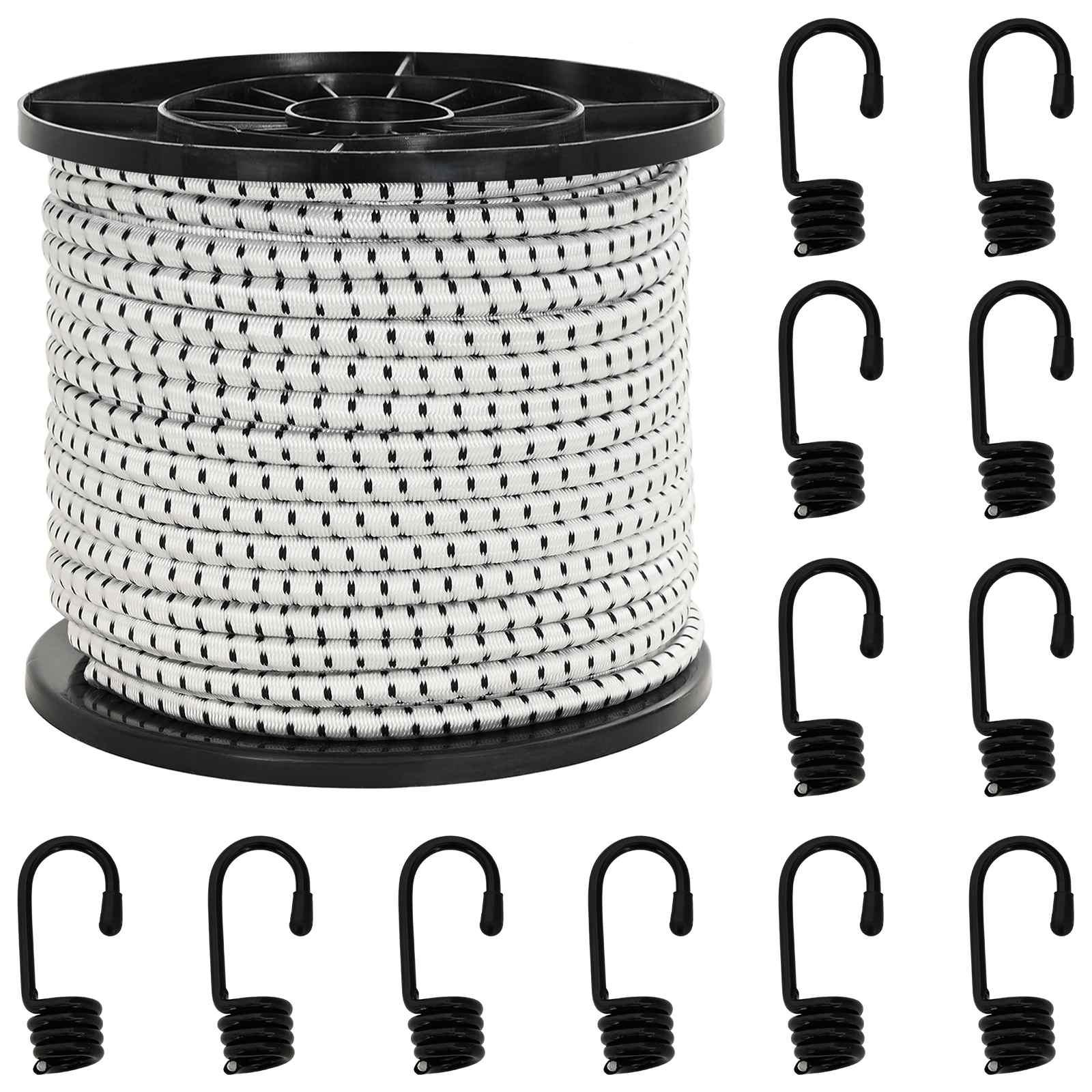 vidaXL Bungee Snore med Krog 80 mm Sort og Hvid PP og gummi