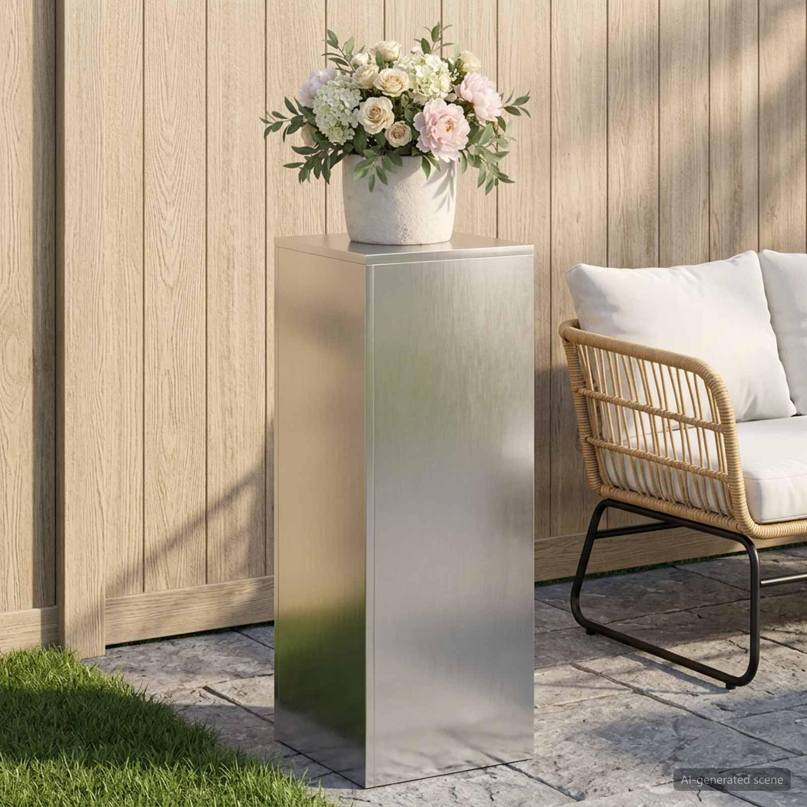 vidaXL Planteholder Sølv 30 x 30 x 80 cm Stål