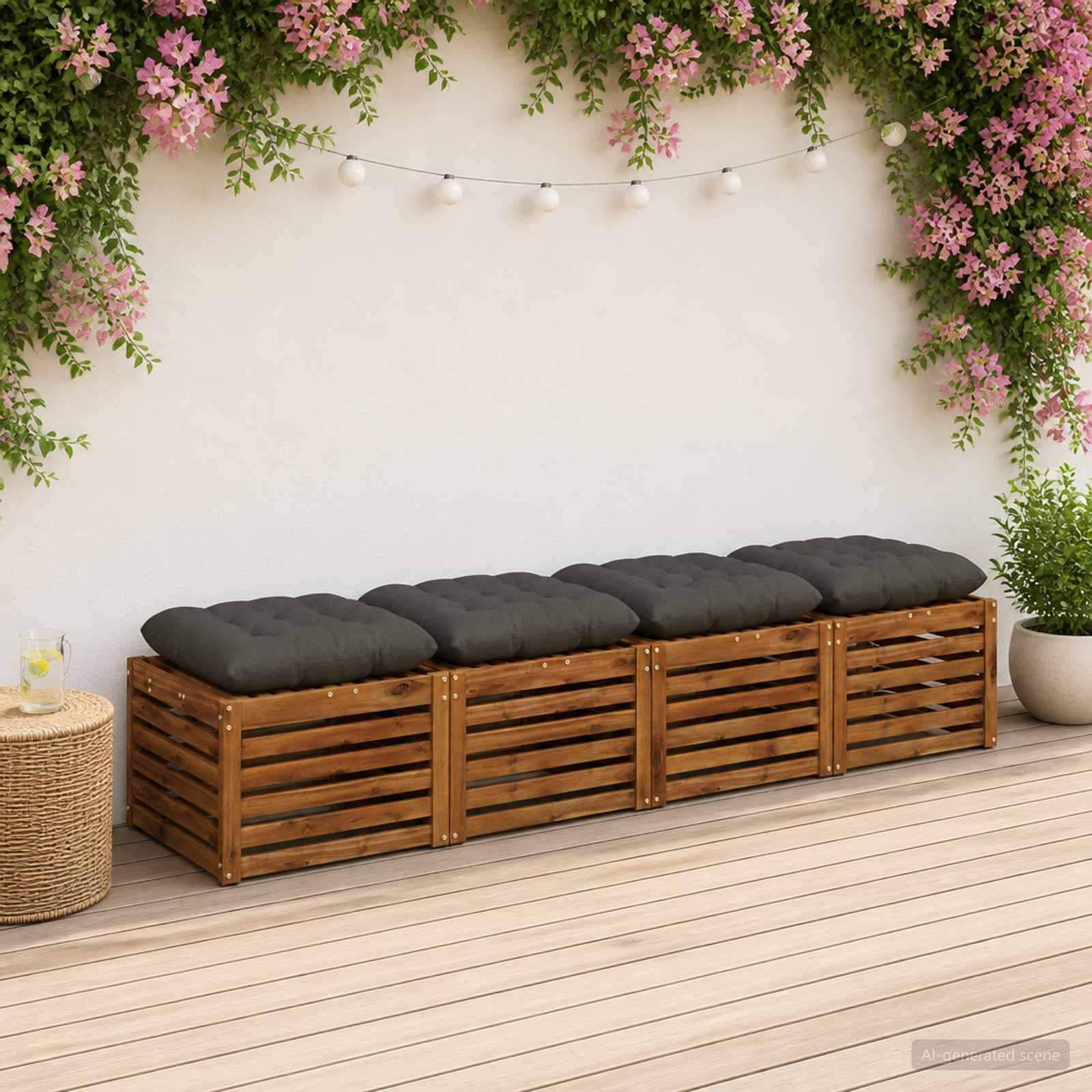 vidaXL Sædepuder VIANEN 4 stk. 100% polyester Antracit 60 x 60 x 12 cm