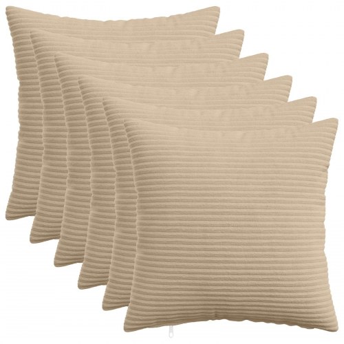 Pudebetræk HEERLEN gråbrun 50 x 50 cm cordfløjl - 6 stk.