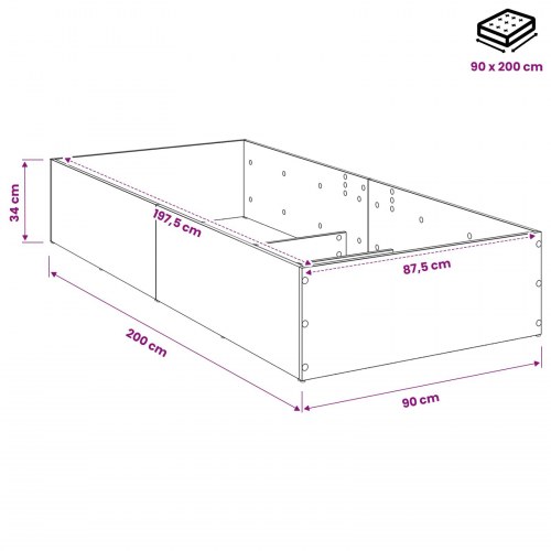 Sengeomkransning til justerbar sengebund - Sonoma-eg 90 x 200 cm