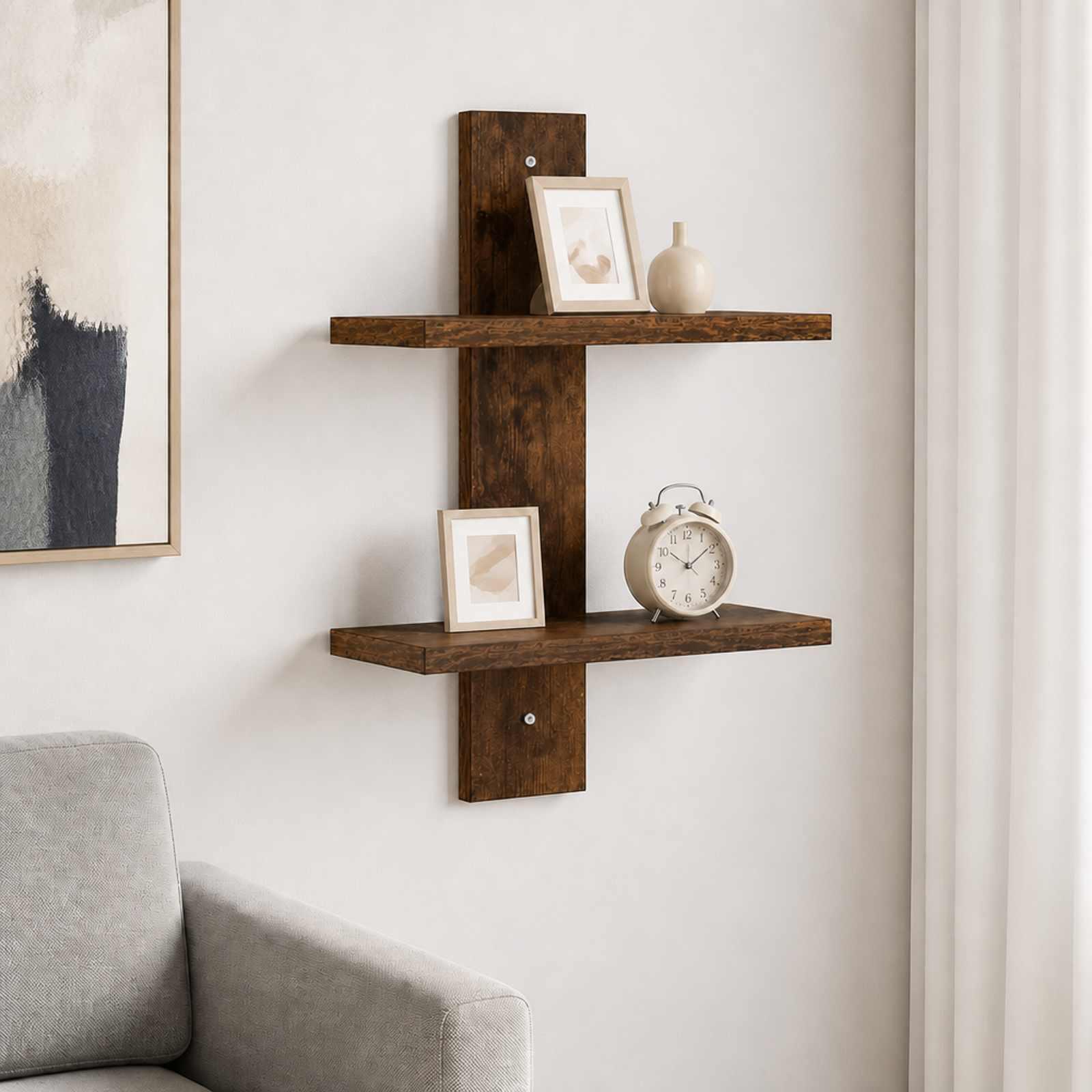 vidaXL Væghylde Røget eg 30 x 13,5 x 43 cm Konstrueret træ
