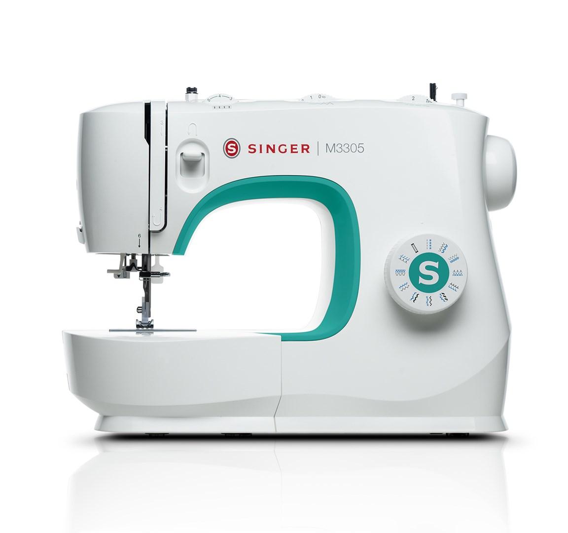 Singer M3305 elektrisk semi-automatisk symaskine - 23 sømme, 1-trins knaphul, grøn/hvid