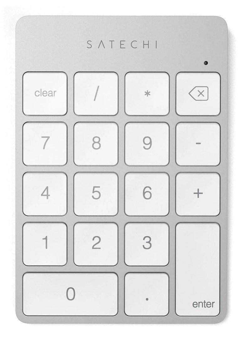 Satechi Slim Wireless Keypad - Compact Bluetooth Keyboard with Long-Lasting Battery and Aluminum Finish - Numpad - Sølv