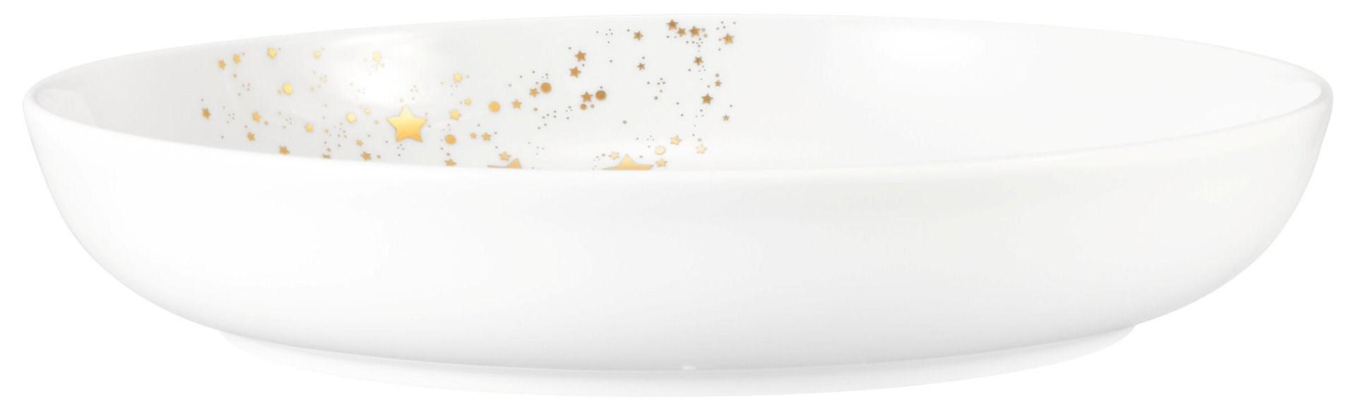 Seltmann Liberty Golden Stars skål 28 cm - hvid serveringsskål med guldstjerner
