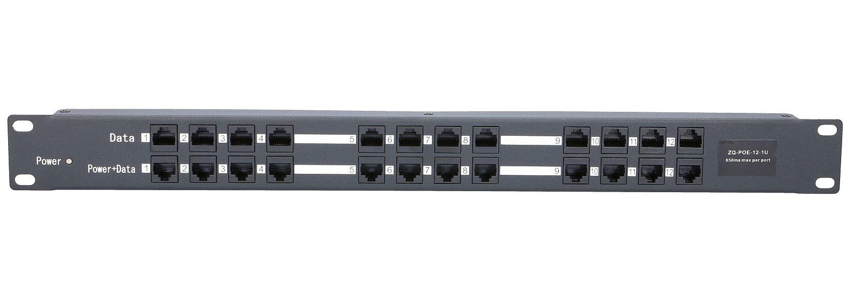 Extralink PoE-injektor 12-port 12 x 100 Mb/s RJ45, rackmonterbar 1U