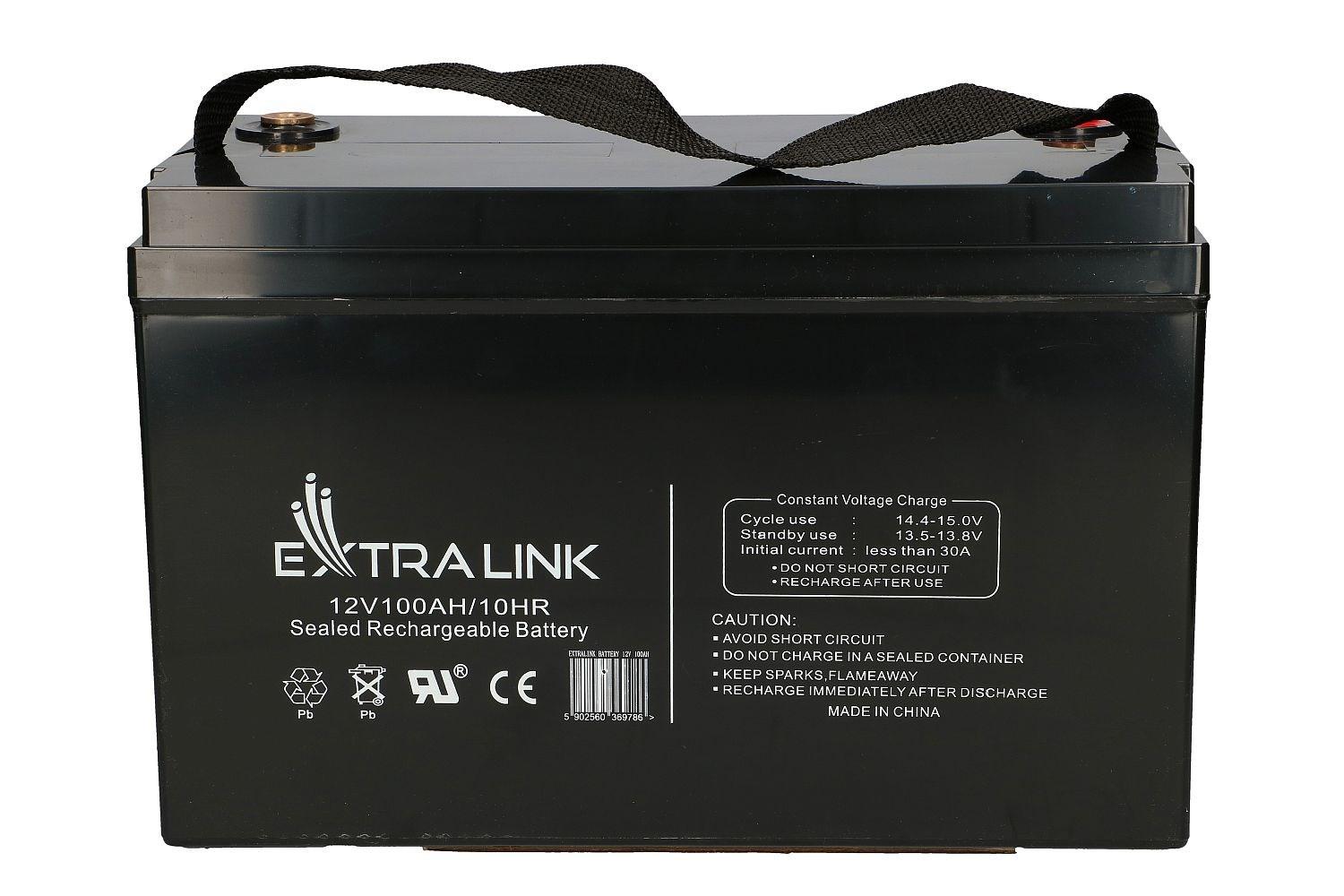 Extralink AGM akkumulator 12 V 100 Ah vedligeholdelsesfrit VRLA-blybatteri - sort