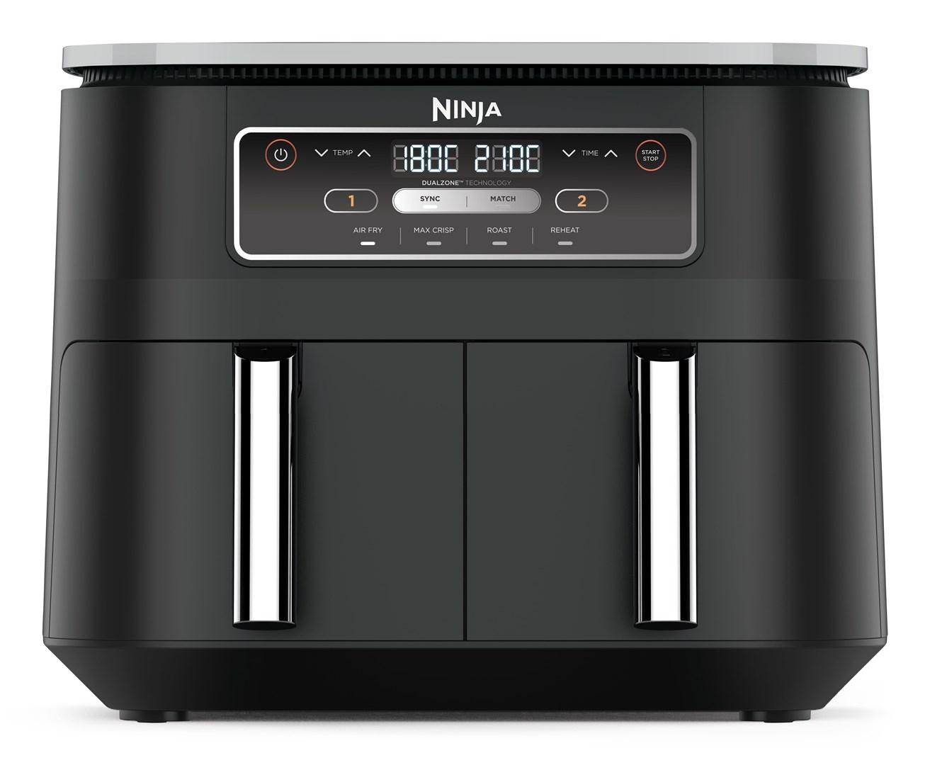 Ninja Foodi Dual Zone Airfryer - 7,6L, 2400W, 4-i-1, SYNC & MATCH funktioner - Sort