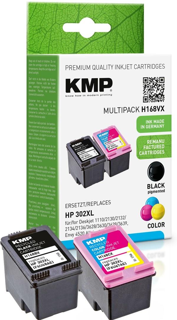 KMP 1745,4005 MultiPack black pigm. ink, color dye ink ersetzt HP302XL (F6U68AE, F6U67AE)
