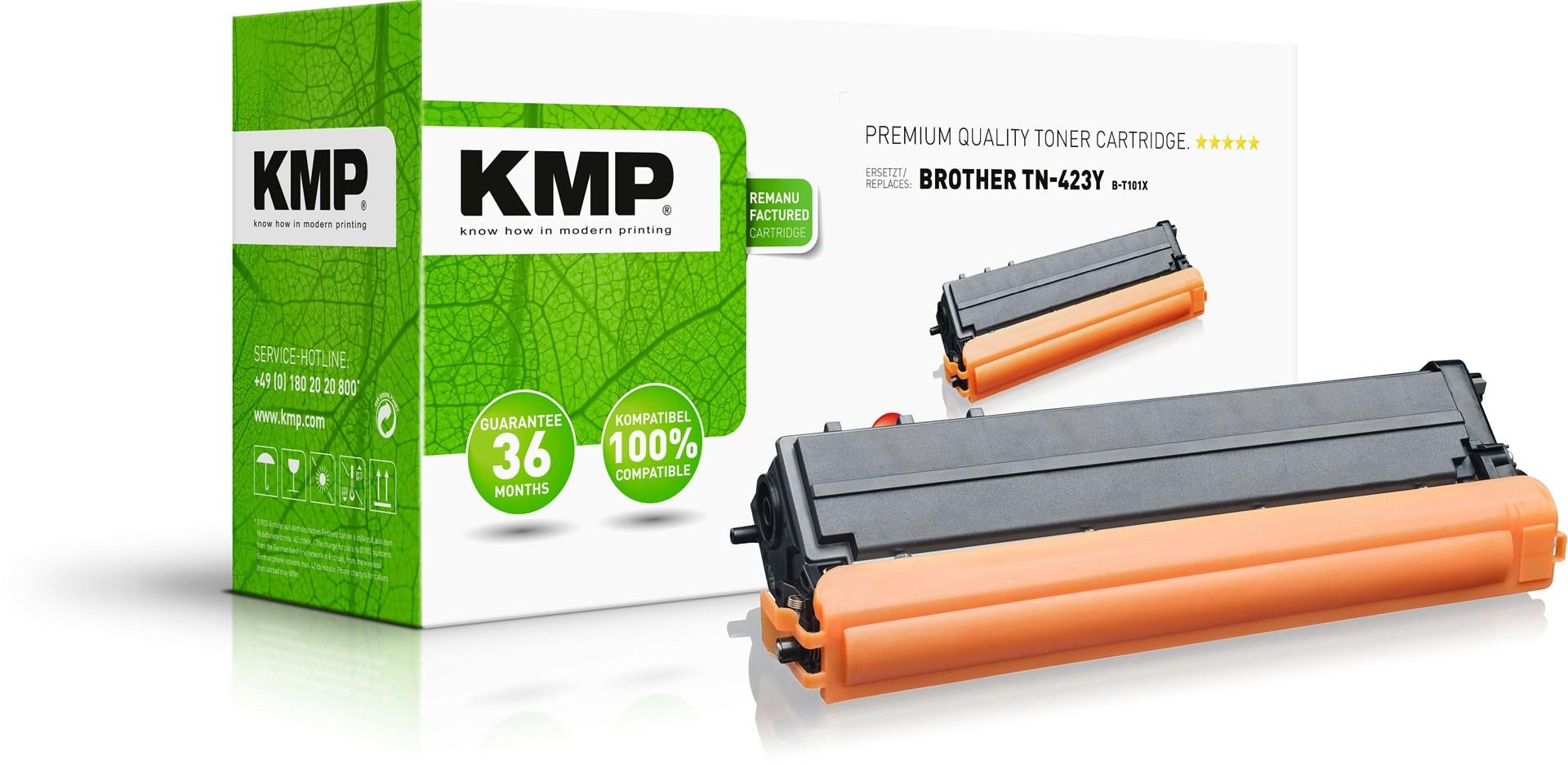KMP tonerkassette gul høj kapacitet med tromle - erstatter Brother TN-423Y, 4.000 sider