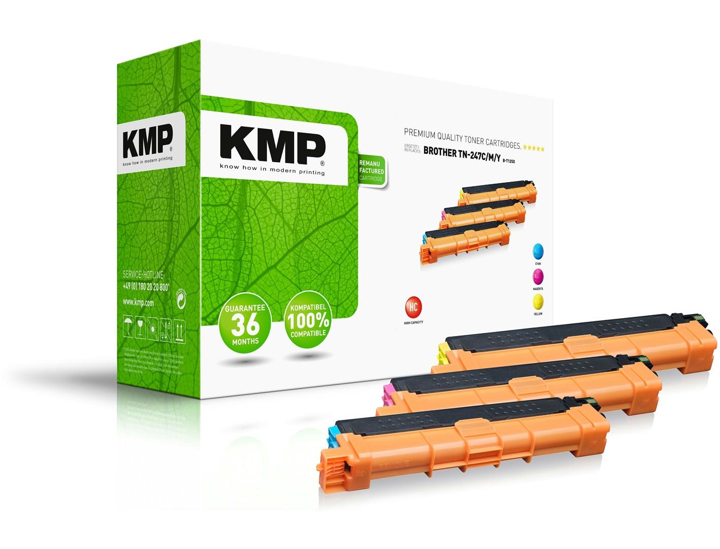 KMP B-T125X kompatibel XL toner multipack til Brother TN-247C/M/Y - cyan, magenta og gul, 3 stk.