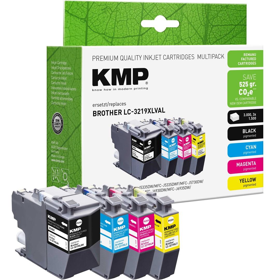 KMP kompatible blækpatroner multipakke til Brother LC3219XLVAL - 4 stk. sort/cyan/magenta/gul