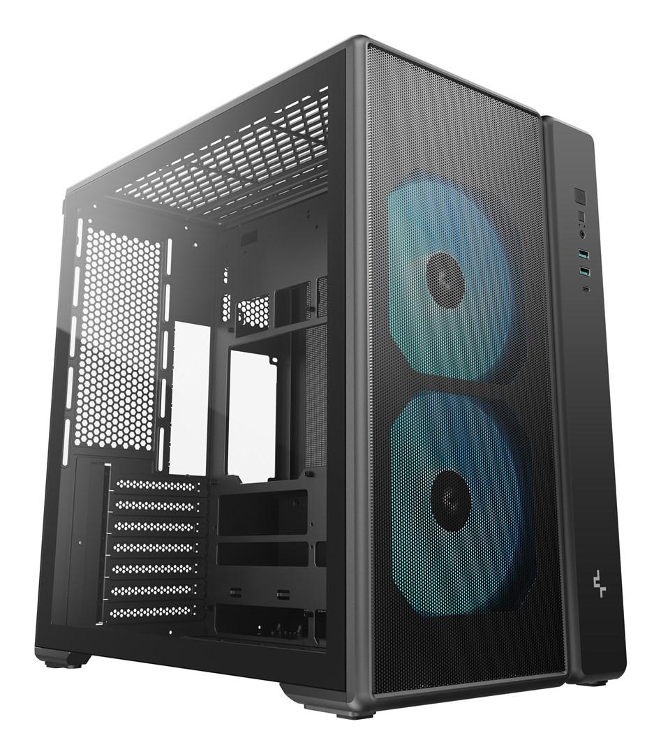 DeepCool CG590 MESH 2F Midi Tower PC-kabinet i sort med hærdet glas, USB-C og 2 x 160 mm blæsere
