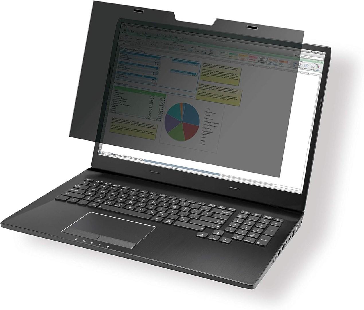 DURABLE privacy filter til 15,6" laptop - rammeløst skærmfilter med privatlivsbeskyttelse, antracit