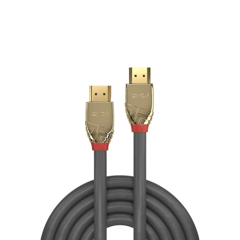 LINDY Gold Line High Speed HDMI-kabel 5 m - HDMI Type A han til HDMI Type A han, grå/guld