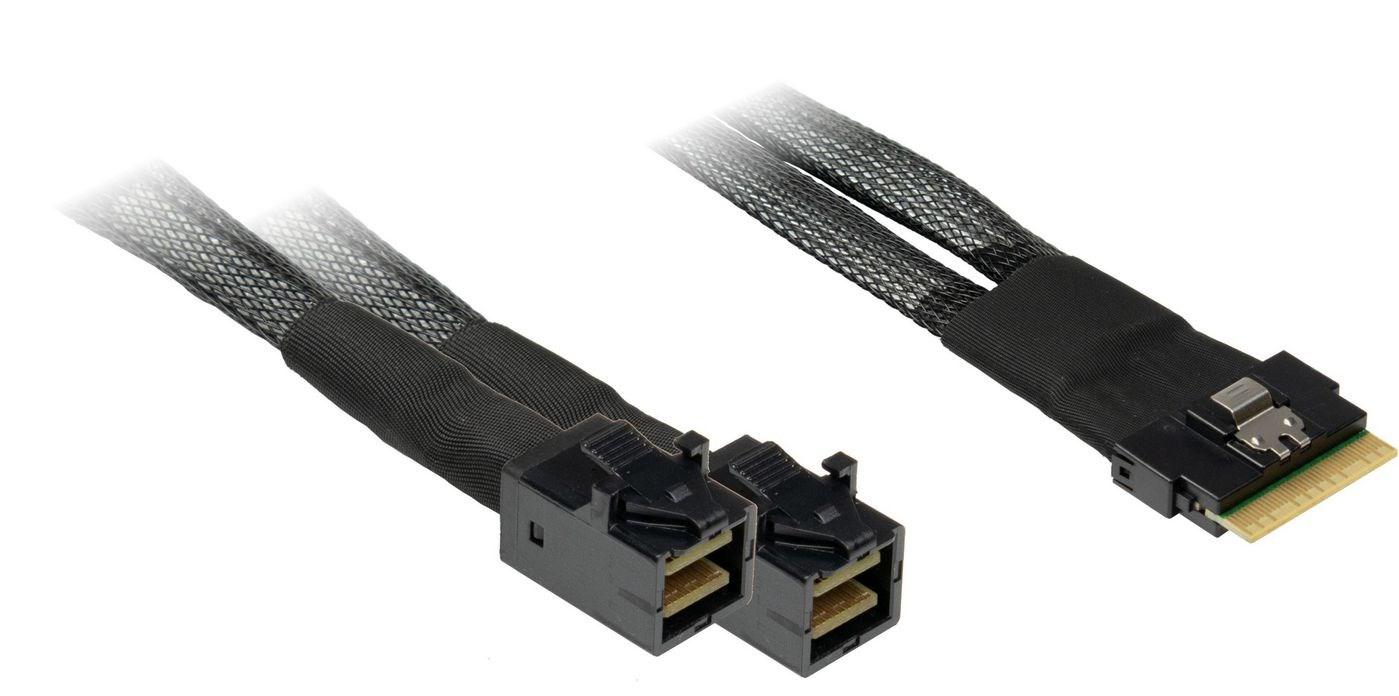 Inter-Tech - SAS internt kabel - SAS 24Gbit/s - 8i Slim SAS (SFF-8654) (han) til Mini SAS HD (SFF-8643) (han) - 75 cm