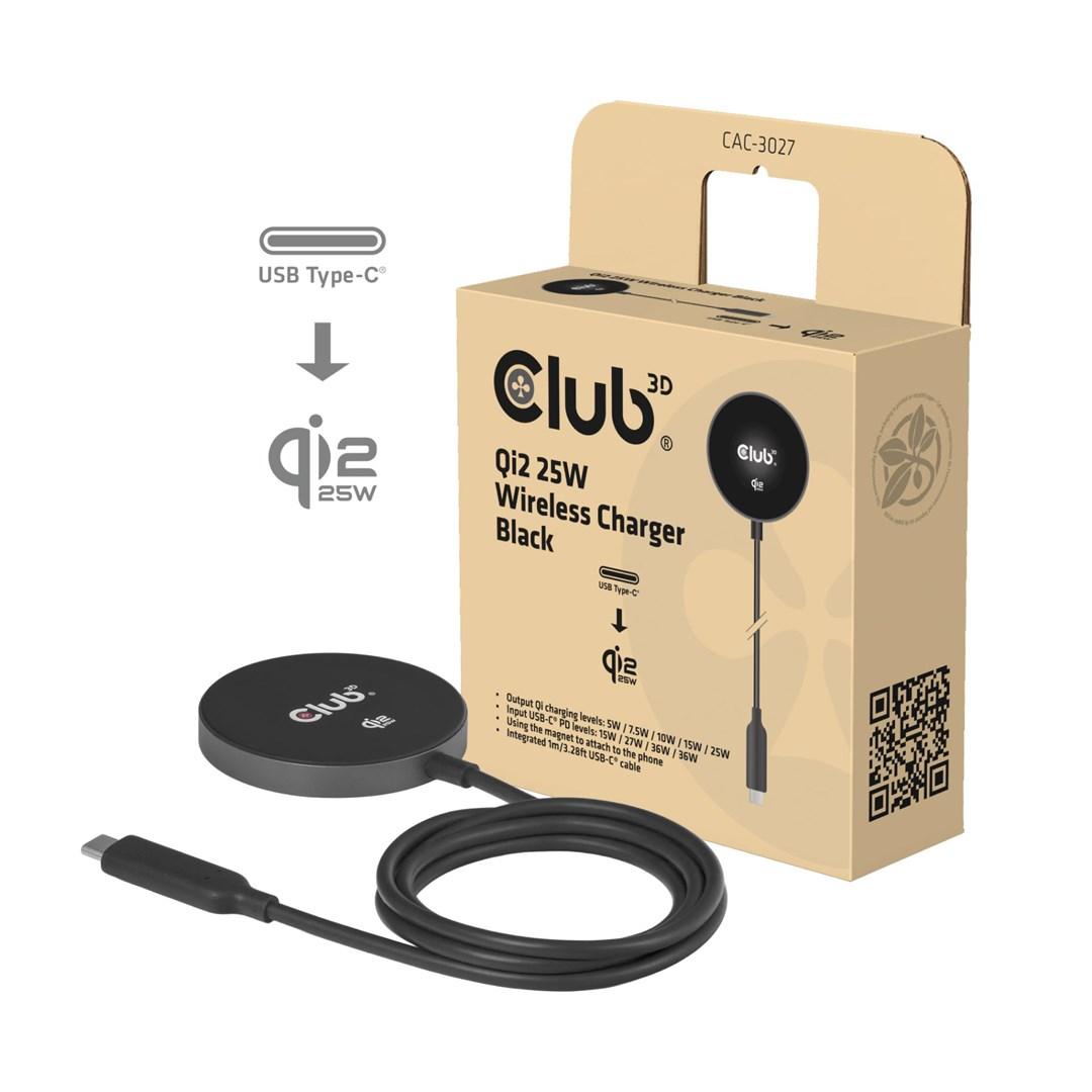 Club 3D CAC-3027 wireless charging pad - Qi2 Qi cerfified MagSafe compatible magnetic - 25 Watt