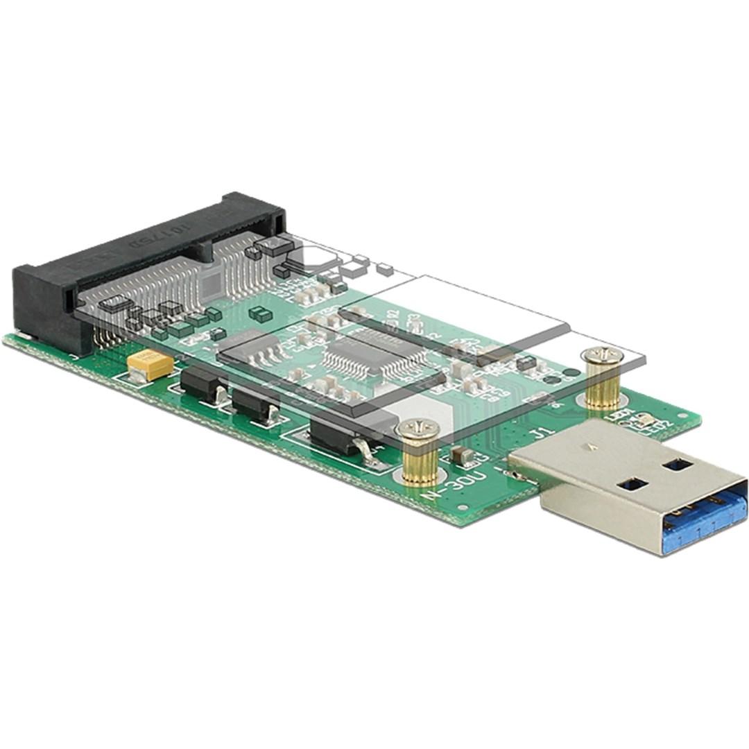 DeLOCK USB 3.0 to mSATA converter, 5Gb/s, 1xUSB type A male, 1xmSATA