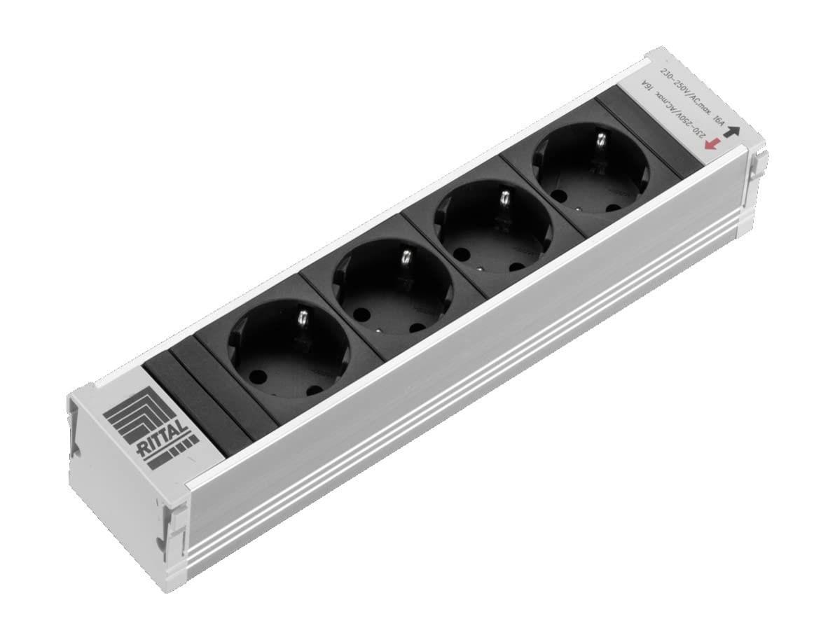 Strømfordeler Rittal DK 7856.100 - 4 udtag, sort/aluminium