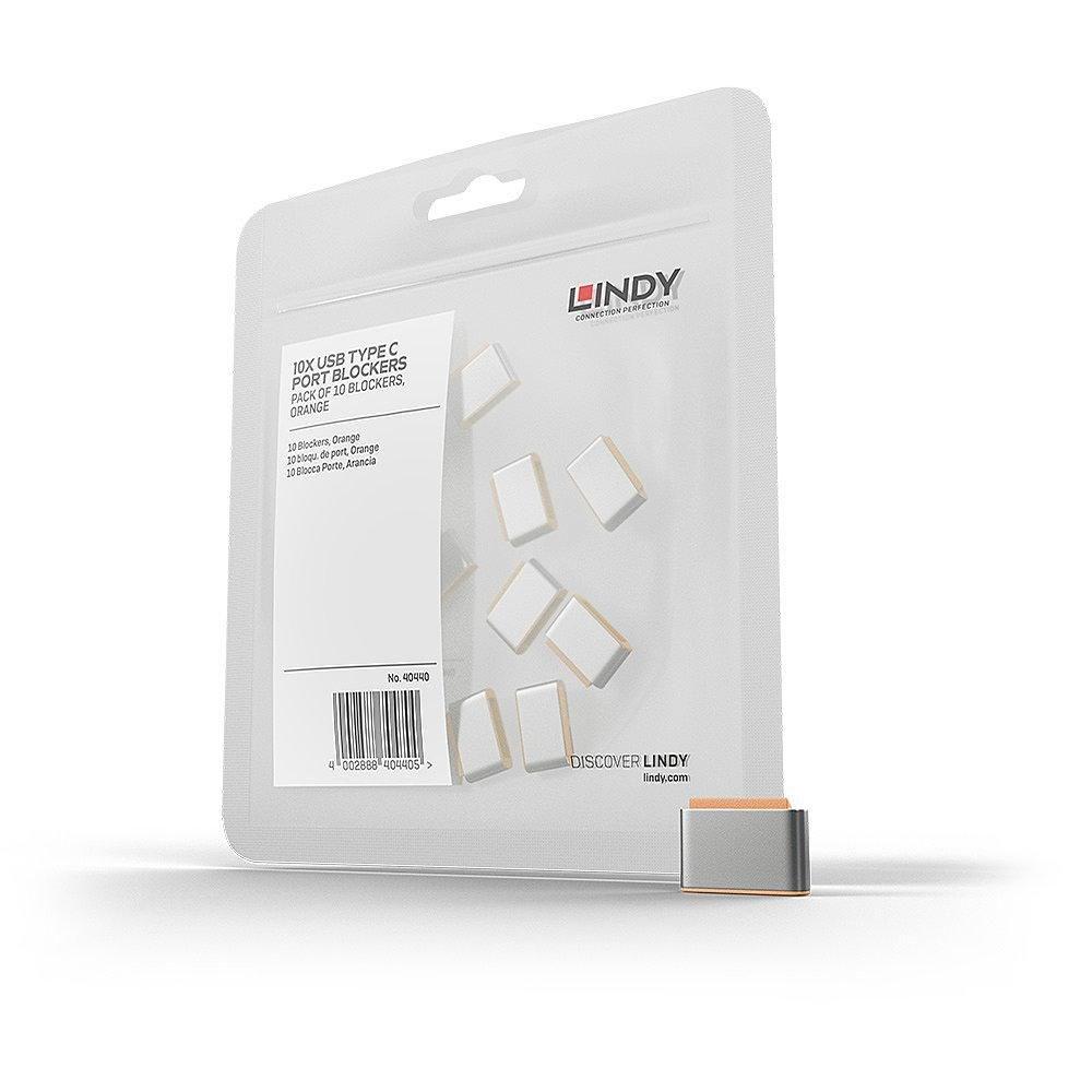 Lindy 40440, Portblokering, USB Type-C, Orange, Acrylonitrilbutadienstyren, 10 stk, Polybag