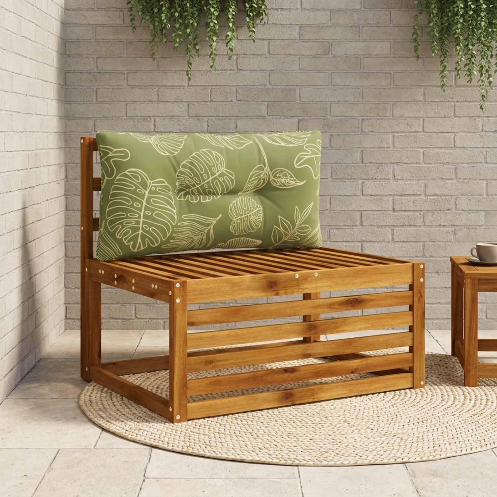 Rygpude PUTTEN i 100% polyester med bladdesign til inde og ude, 70 x 40 x 10 cm