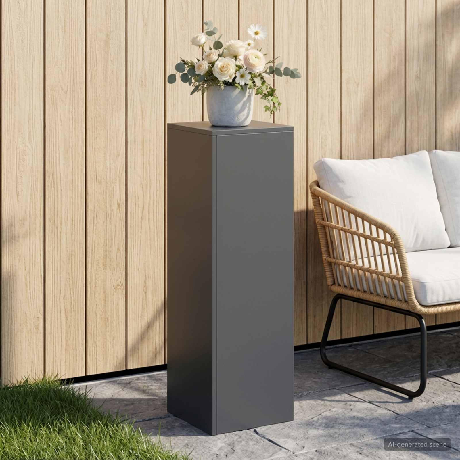 Planteholder i antracit 30 x 30 x 100 cm - rustfrit stål til udendørs brug