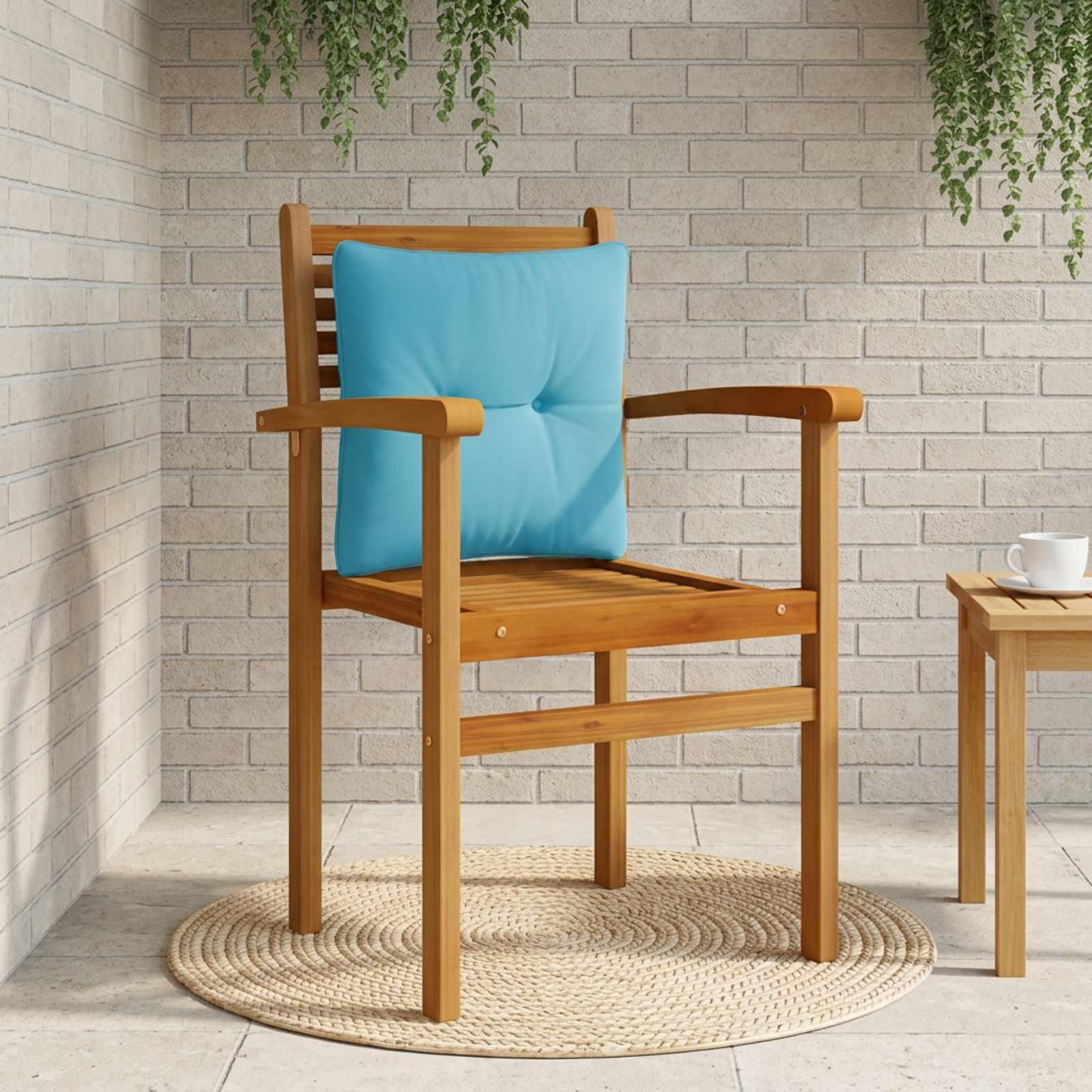 Rygpude PUTTEN i lyseblå polyester 40 x 40 x 10 cm til inde- og udendørs brug