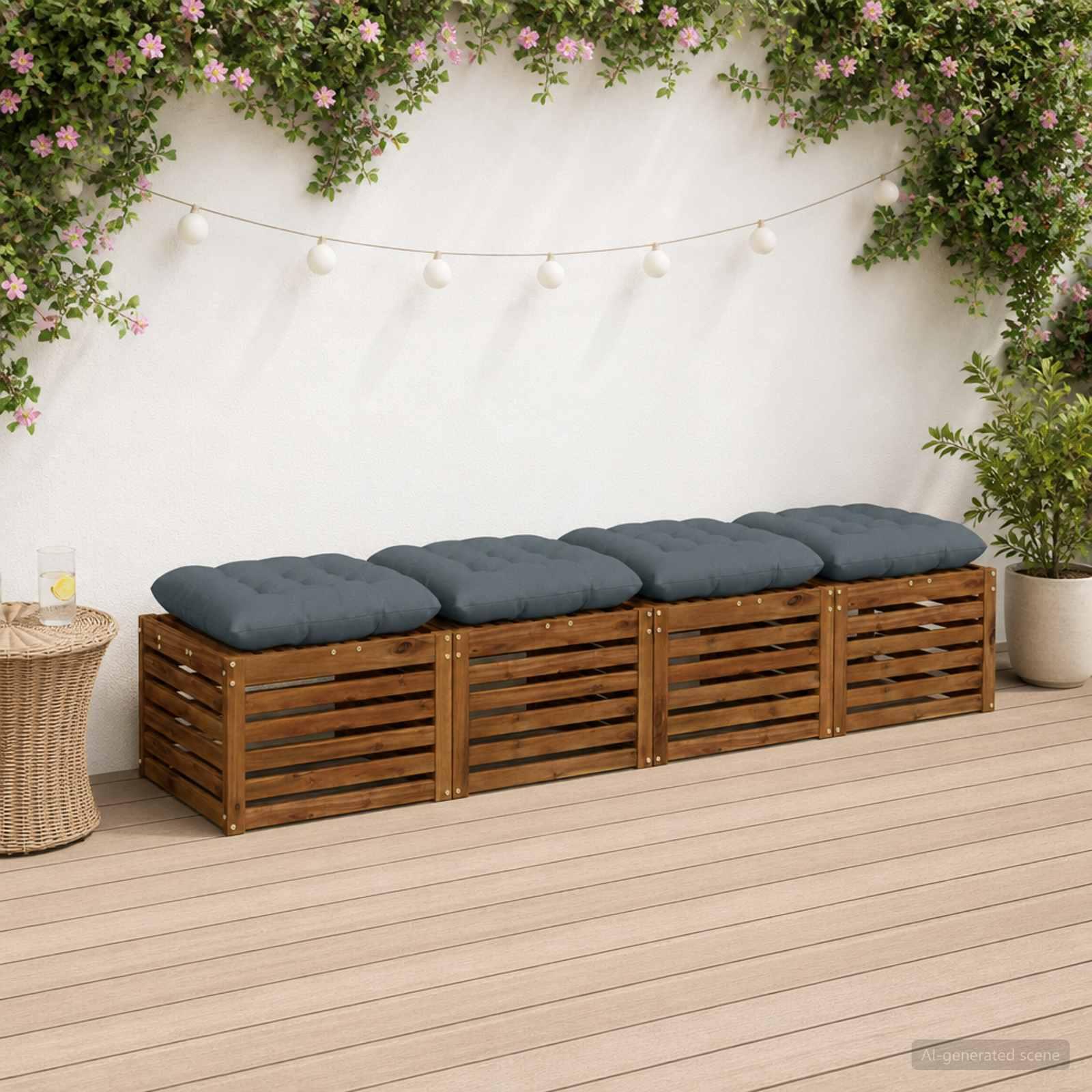 vidaXL Sædepuder VIANEN 4 stk. 100% polyester Blå 60 x 60 x 12 cm