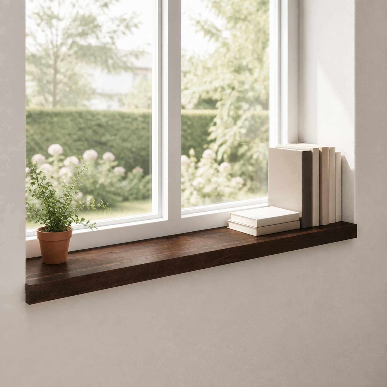 Vindueskarme i massivt bøgetræ, 2 stk. - mørk brun 70 x 25 x 2 cm til indendørs brug