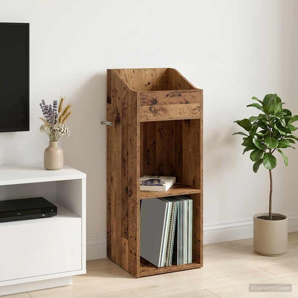 Pladeskab til vinyl i gammelt træ 36 x 36 x 95,5 cm - konstrueret træ
