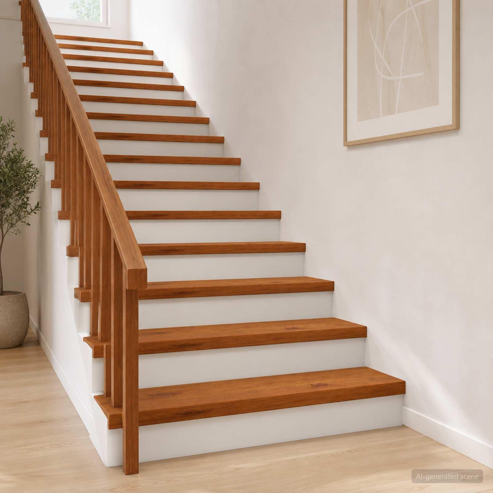 Trappetrin i massivt egetræ 80 x 25 x 2 cm - brun med PU-finish
