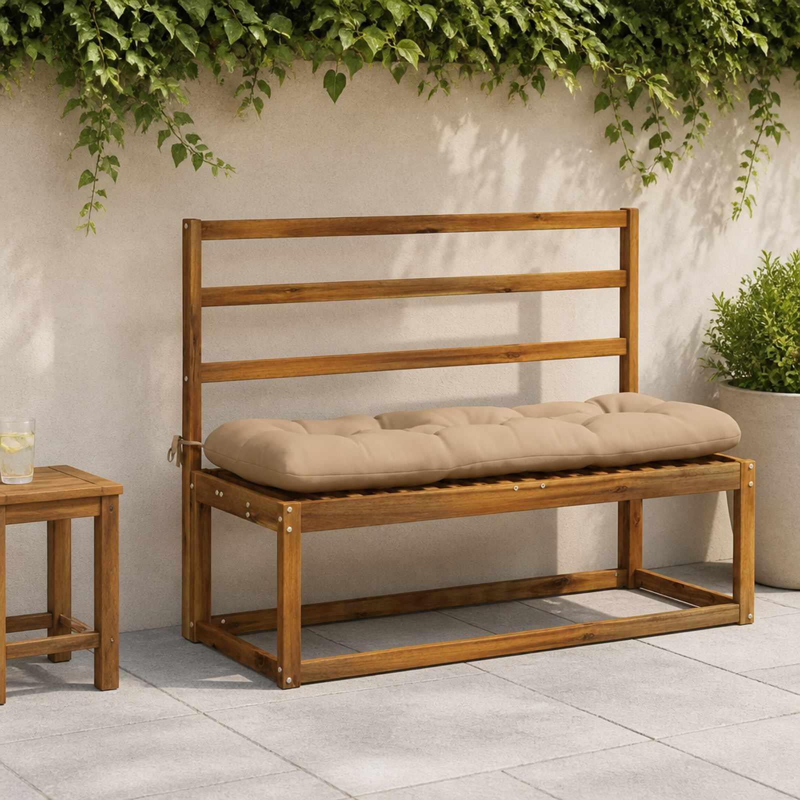 Bænkpude VIANEN i 100% polyester - sandfarvet, 110 x 40 x 12 cm til inde- og udendørs brug