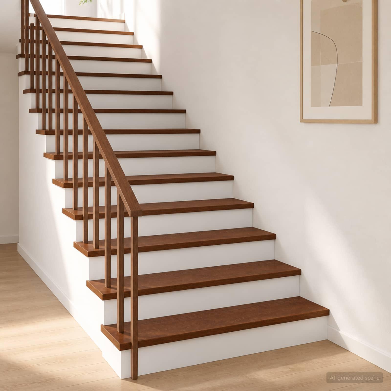 Trappetrin i massivt egetræ 70 x 25 x 2 cm - mørk brun med PU-finish