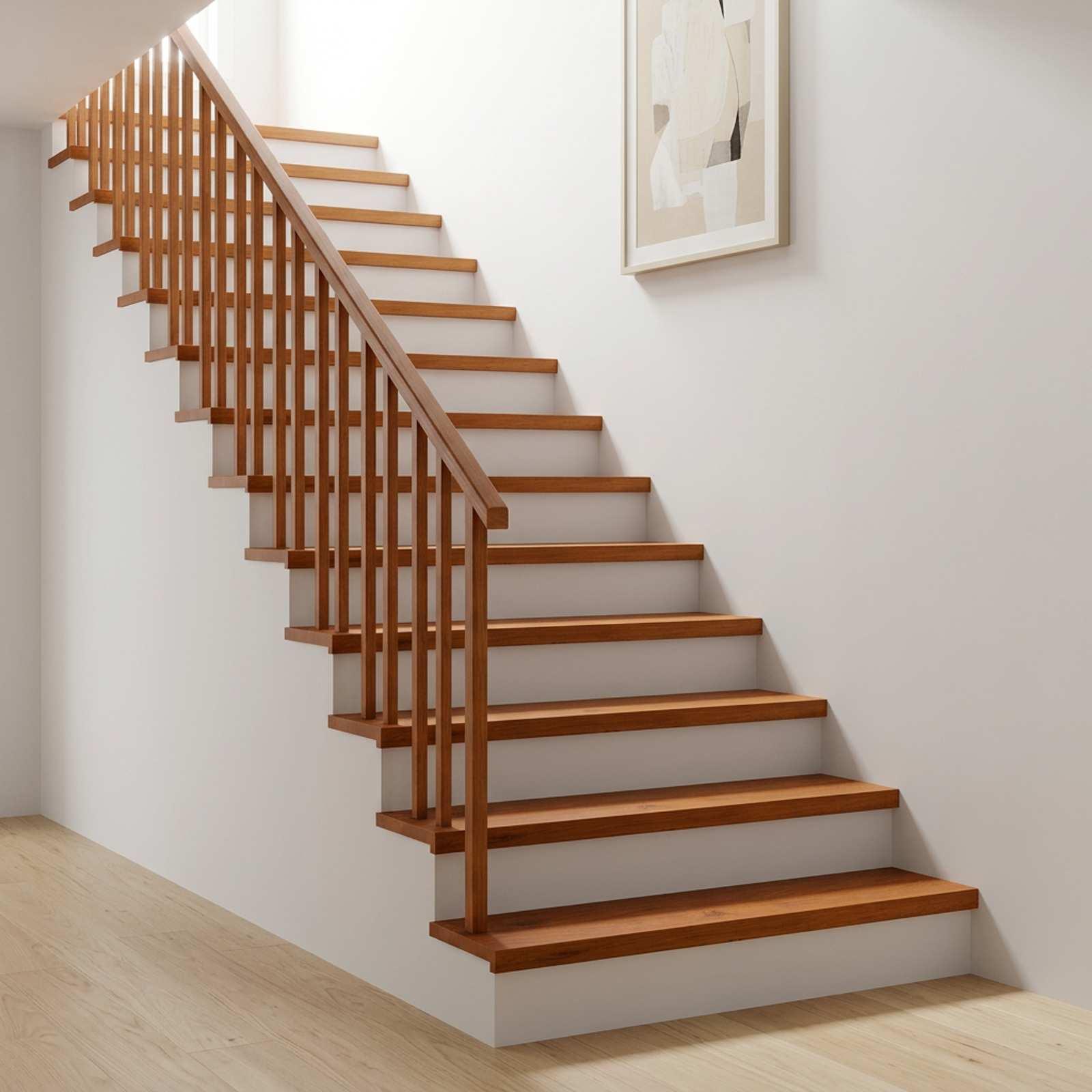 Trappetrin i massivt egetræ 120 x 25 x 2 cm - brun med PU-finish til indendørs brug