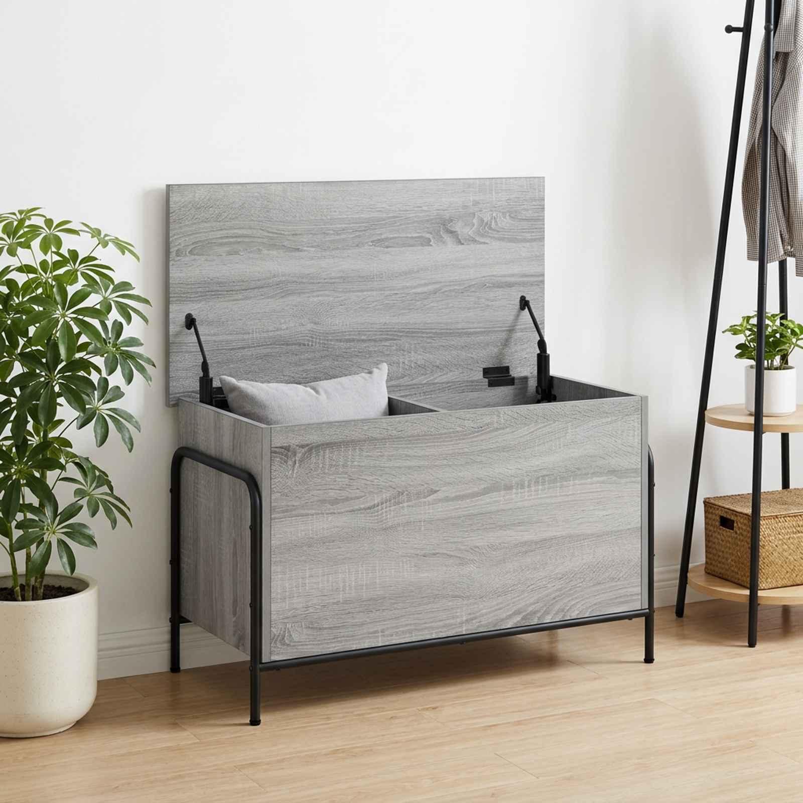 Opbevaringskasse i grå sonoma 80 x 40 x 49,5 cm - opbevaringsboks i konstrueret træ